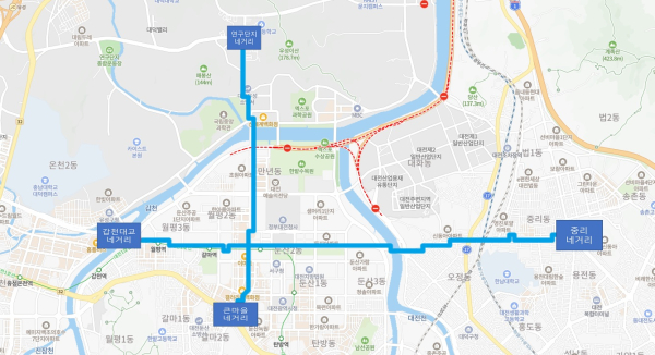 대전 버스전용차로 일부구간 단속유예 구간