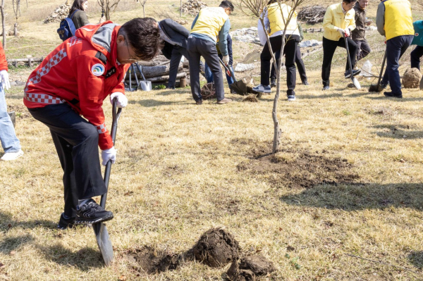 최충규 대덕구청장이 1일 장동문화공원 일원에서 ‘제81회 식목일 기념 나무심기 행사’에서 나무를 심고 있다.