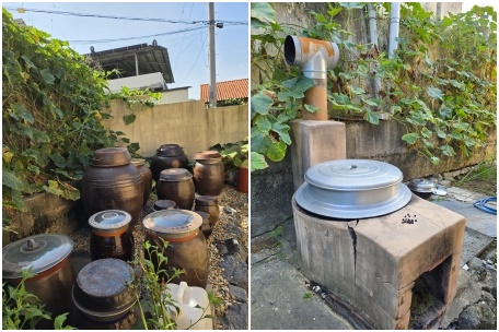 된장, 고추장, 간장이 담긴 시댁 장독대와 메주콩을 삶던 솥
